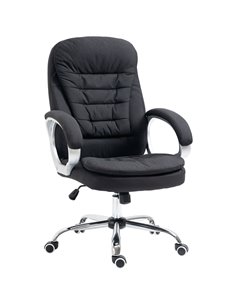 Vinsetto Ergonomic Office Chair with Arm, Swivel Wheels, Linen Fabric, Black