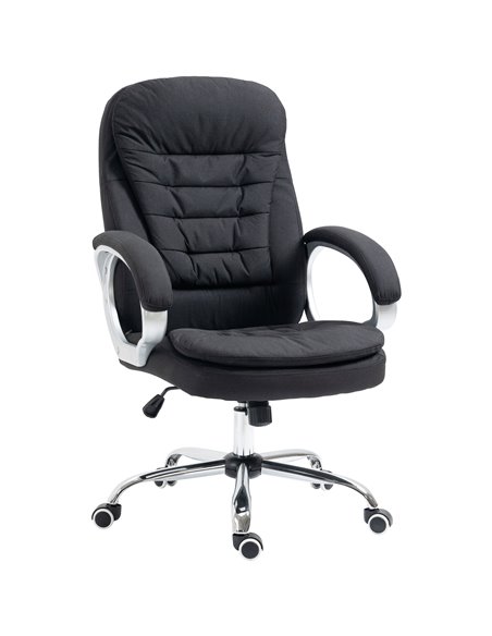 Vinsetto Ergonomic Office Chair with Arm, Swivel Wheels, Linen Fabric, Black - pic 23271 | FastDaddyshop