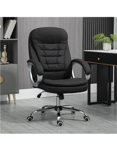 Vinsetto Ergonomic Office Chair with Arm, Swivel Wheels, Linen Fabric, Black