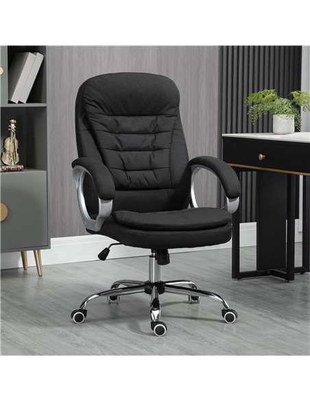 Vinsetto Ergonomic Office Chair with Arm, Swivel Wheels, Linen Fabric, Black - pic 23272 | FastDaddyshop