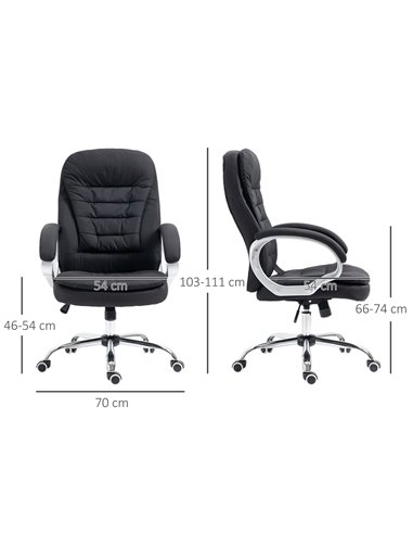 Vinsetto Ergonomic Office Chair with Arm, Swivel Wheels, Linen Fabric, Black