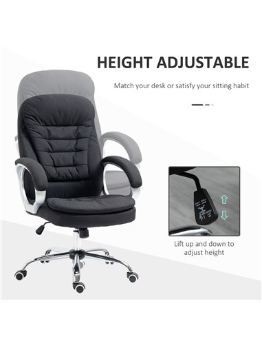Vinsetto Ergonomic Office Chair with Arm, Swivel Wheels, Linen Fabric, Black