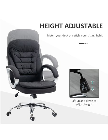 Vinsetto Ergonomic Office Chair with Arm, Swivel Wheels, Linen Fabric, Black - pic 23274 | FastDaddyshop