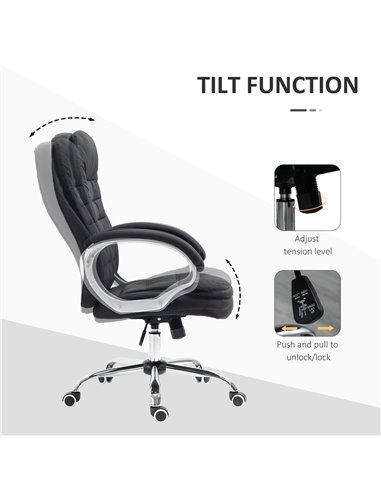 Vinsetto Ergonomic Office Chair Task Chair for Home with Arm, Swivel Wheels, Linen Fabric, Black