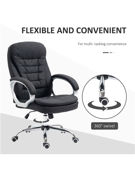 Vinsetto Ergonomic Office Chair Task Chair for Home with Arm, Swivel Wheels, Linen Fabric, Black - pic 23276 | FastDaddyshop