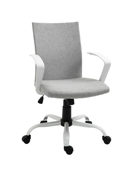 Vinsetto Linen Swivel Computer Desk Chair with Wheels, Arm, Light Grey - pic 23280 | FastDaddyshop
