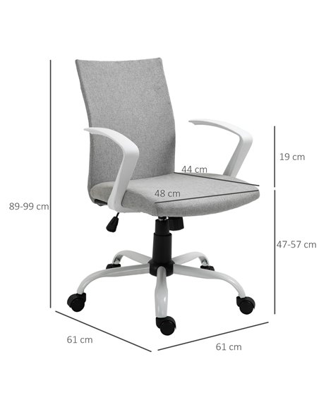 Vinsetto Linen Swivel Computer Desk Chair with Wheels, Arm, Light Grey - pic 23282 | FastDaddyshop