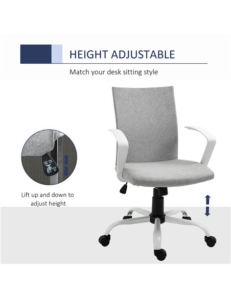 Vinsetto Linen Swivel Computer Desk Chair with Wheels, Arm, Light Grey - pic 23283 | FastDaddyshop