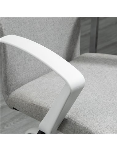 Vinsetto Office Chair Linen Swivel Computer Desk Chair Home Study Task Chair with Wheels, Arm, Adjustable Height, Light Grey