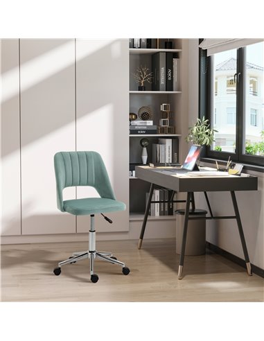Vinsetto Mid Back Velvet Fabric Swivel Scallop Shape Computer Desk Chair, Green
