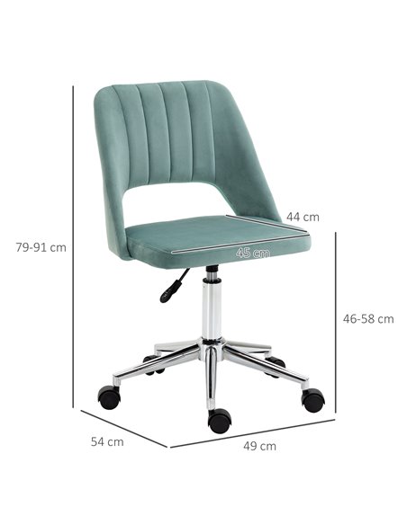 Vinsetto Mid Back Velvet Fabric Swivel Scallop Shape Computer Desk Chair, Green - pic 23291 | FastDaddyshop