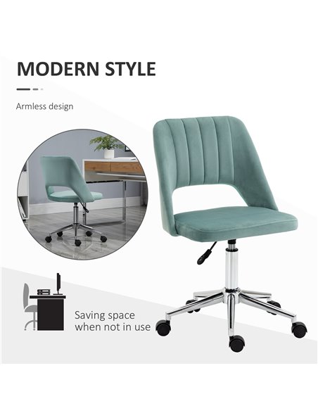 Vinsetto Mid Back Velvet Fabric Swivel Scallop Shape Computer Desk Chair, Green - pic 23293 | FastDaddyshop