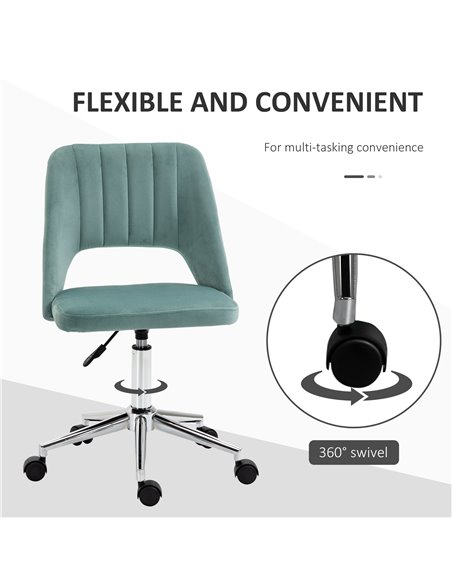 Vinsetto Mid Back Office Chair Velvet Fabric Swivel Scallop Shape Computer Desk Chair for Home Study Bedroom Green - pic 23294 | FastDaddyshop