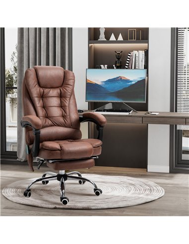 Vinsetto Heated 6 Points Vibration Massage Office Chair with High Back, Footrest, Brown