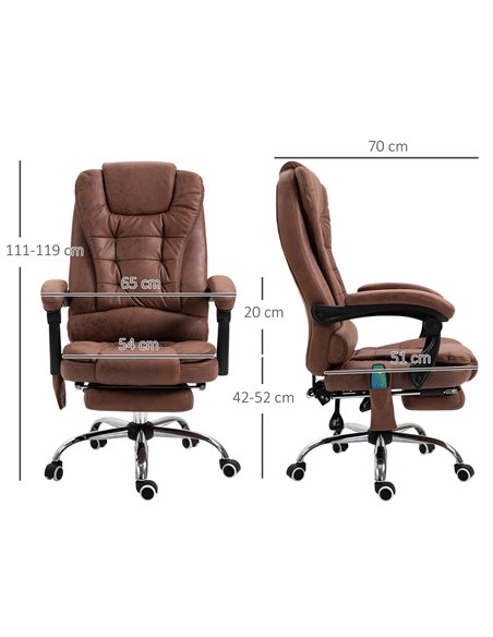 Vinsetto Heated 6 Points Vibration Massage Office Chair with High Back, Footrest, Brown - pic 23300 | FastDaddyshop