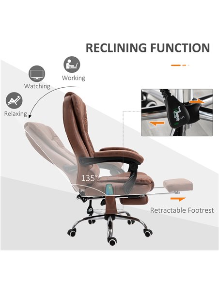 Vinsetto Heated 6 Points Vibration Massage Office Chair with High Back, Footrest, Brown - pic 23302 | FastDaddyshop