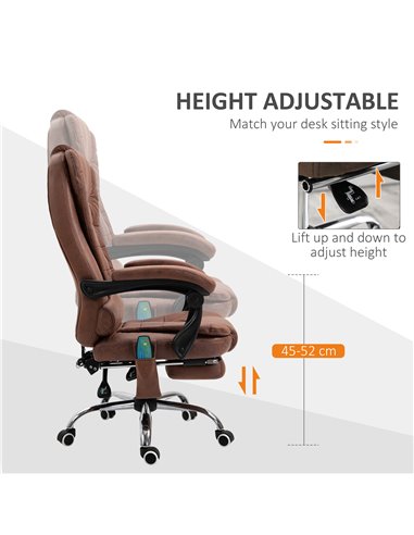 Vinsetto Heated 6 Points Vibration Massage Office Chair with High Back, Footrest, Brown