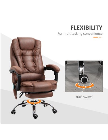 Vinsetto Heated 6 Points Vibration Massage Office Chair with High Back, Footrest, Brown