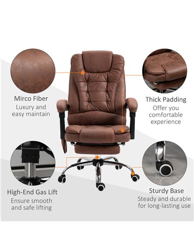Vinsetto Heated 6 Points Vibration Massage Office Chair with High Back, Footrest, Brown