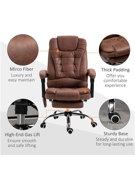 Vinsetto Heated 6 Points Vibration Massage Office Chair with High Back, Footrest, Brown - pic 23305 | FastDaddyshop