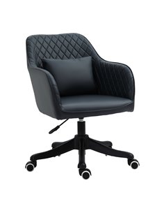 Vinsetto PU Leather Office Chair with Rechargeable Electric Vibration Massage Lumbar Pillow, Blue
