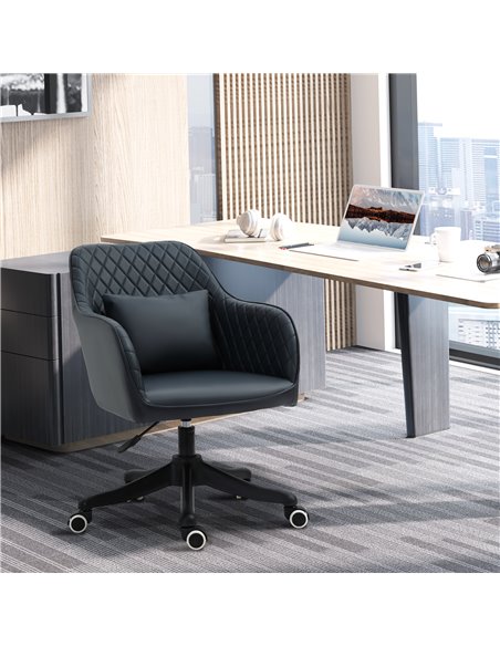 Vinsetto PU Leather Office Chair with Rechargeable Electric Vibration Massage Lumbar Pillow, Blue - pic 23308 | FastDaddyshop