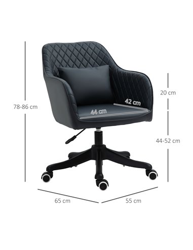 Vinsetto PU Leather Office Chair with Rechargeable Electric Vibration Massage Lumbar Pillow, Blue