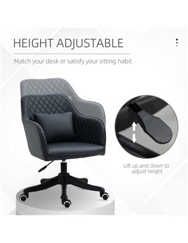 Vinsetto PU Leather Office Chair with Rechargeable Electric Vibration Massage Lumbar Pillow, Wheels, Blue