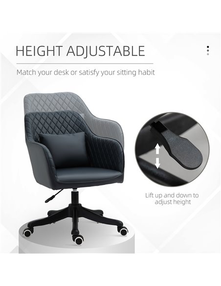 Vinsetto PU Leather Office Chair with Rechargeable Electric Vibration Massage Lumbar Pillow, Wheels, Blue - pic 23311 | FastDaddyshop
