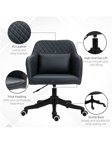 Vinsetto PU Leather Office Chair with Rechargeable Electric Vibration Massage Lumbar Pillow, Wheels, Blue