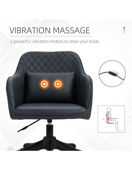Vinsetto PU Leather Office Chair with Rechargeable Electric Vibration Massage Lumbar Pillow, Wheels, Blue - pic 23314 | FastDaddyshop