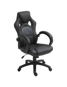 Vinsetto High-Back Faux Leather Office Chair with Wheels, Armrests, Black