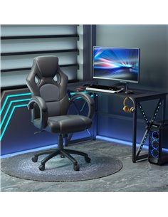 Vinsetto High-Back Faux Leather Office Chair with Wheels, Armrests, Black 2