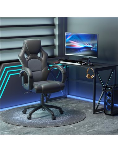 Vinsetto High-Back Faux Leather Office Chair with Wheels, Armrests, Black