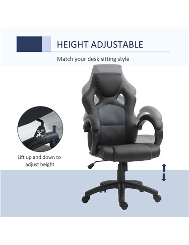 Vinsetto High-Back Faux Leather Office Chair with Wheels, Armrests, Black