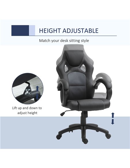 Vinsetto High-Back Faux Leather Office Chair with Wheels, Armrests, Black - pic 23319 | FastDaddyshop
