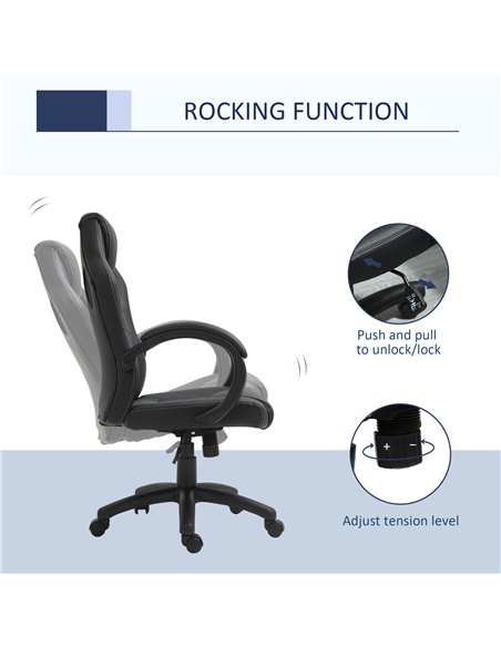 Vinsetto High-Back Faux Leather Office Chair with Wheels, Armrests, Black - pic 23320 | FastDaddyshop