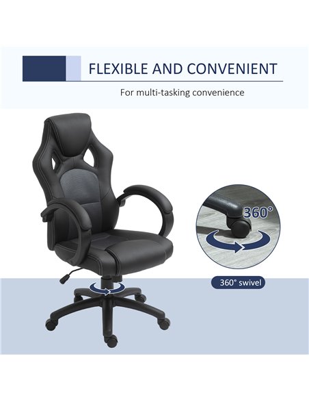 Vinsetto High-Back Office Chair Faux Leather Swivel Computer Desk Chair for Home Office with Wheels Armrests Black - pic 23321 | FastDaddyshop