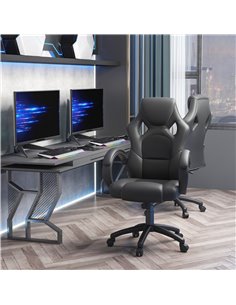 Vinsetto High-Back Office Chair Faux Leather Swivel Computer Desk Chair for Home Office with Wheels Armrests Black 2