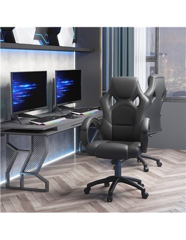 Vinsetto High-Back Office Chair Faux Leather Swivel Computer Desk Chair for Home Office with Wheels Armrests Black