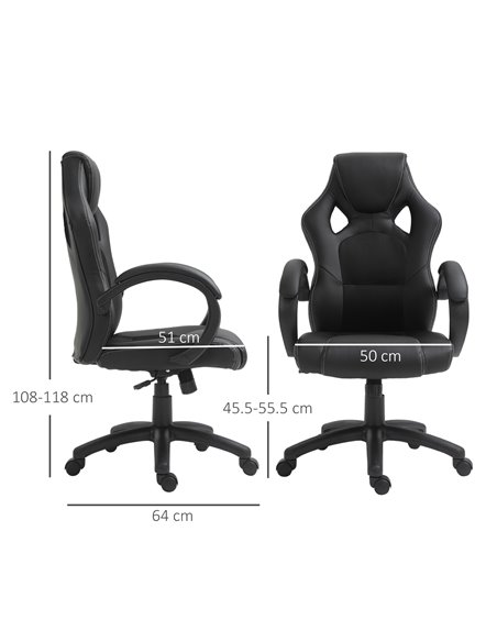 Vinsetto High-Back Office Chair Faux Leather Swivel Computer Desk Chair for Home Office with Wheels Armrests Black - pic 23327 | FastDaddyshop