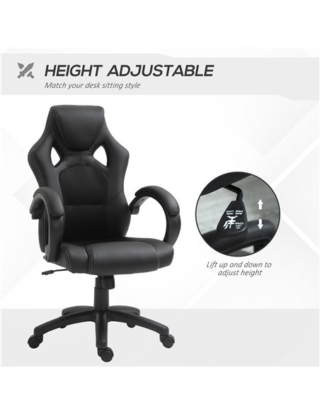 Vinsetto High-Back Office Chair Faux Leather Swivel Computer Desk Chair for Home Office with Wheels Armrests Black - pic 23328 | FastDaddyshop