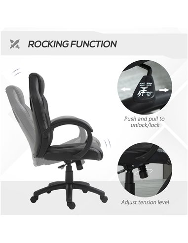 Vinsetto High-Back Office Chair Faux Leather Swivel Computer Desk Chair for Home Office with Wheels Armrests Black