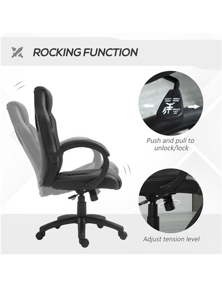 Vinsetto High-Back Office Chair Faux Leather Swivel Computer Desk Chair for Home Office with Wheels Armrests Black - pic 23329 | FastDaddyshop