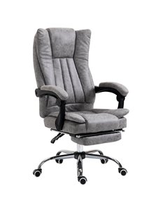 Vinsetto Microfibre Home Office Chair with Reclining Function, Armrests, Footrest, Grey