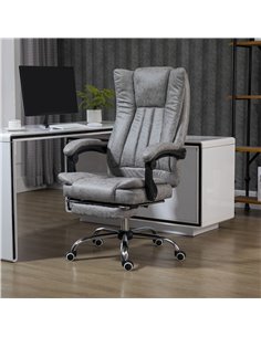 Vinsetto Microfibre Home Office Chair with Reclining Function, Armrests, Footrest, Grey 2