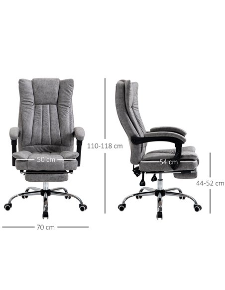 Vinsetto Microfibre Home Office Chair with Reclining Function, Armrests, Footrest, Grey - pic 23336 | FastDaddyshop