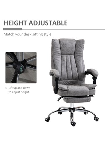 Vinsetto Microfibre Home Office Chair with Reclining Function, Armrests, Footrest, Grey