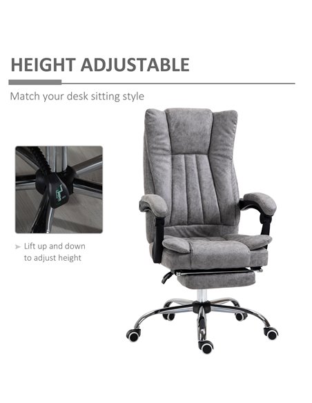 Vinsetto Microfibre Home Office Chair with Reclining Function, Armrests, Footrest, Grey - pic 23337 | FastDaddyshop