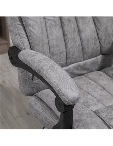 Vinsetto Home Office Chair Microfibre Desk Chair with Reclining Function Armrests Swivel Wheels Footrest Grey